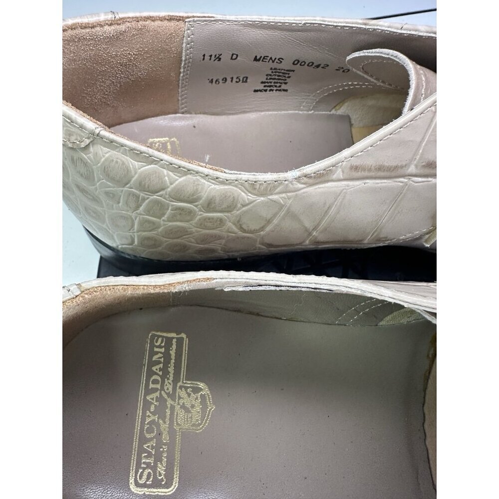 Stacy Adams Mens Ivory Leather Croc Embossed Dress Shoes Sz 11.5 D - Picture 4 of 12